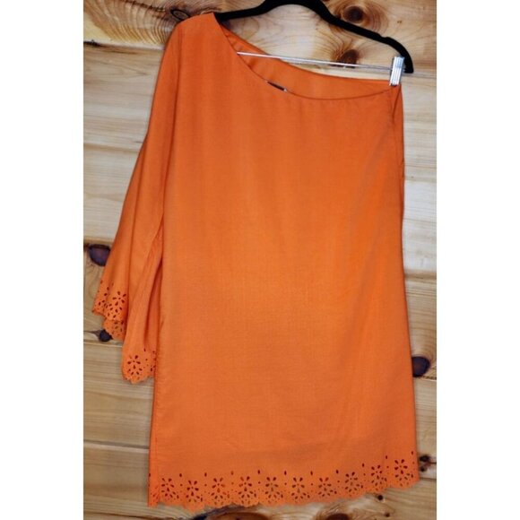 KARLIE WOMEN'S ONE SHOULDER SHORT DRESS ORANGE - Picture 7 of 11